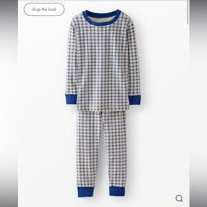 BNWT Hanna Andersson Blue and Cream Checkered Pajama Set